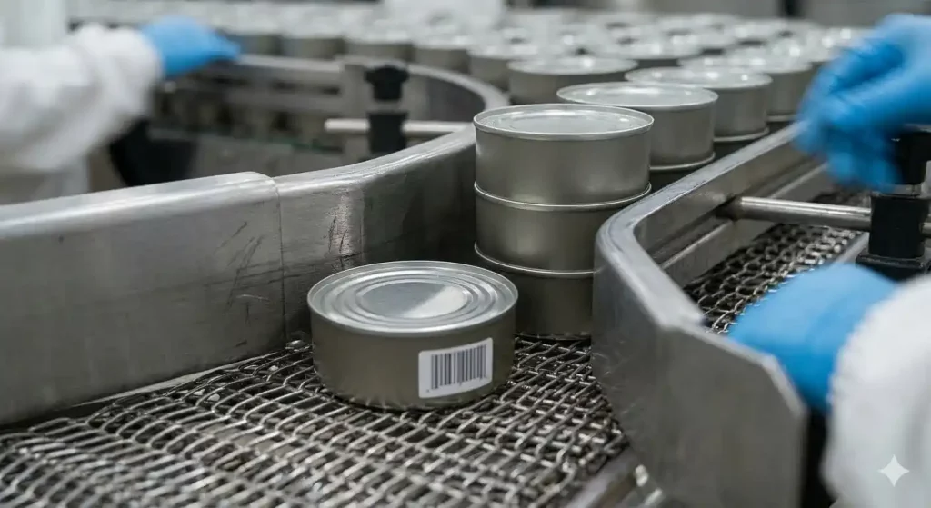 linea producción cinta transportadora latas Manteniment industrial alimentació